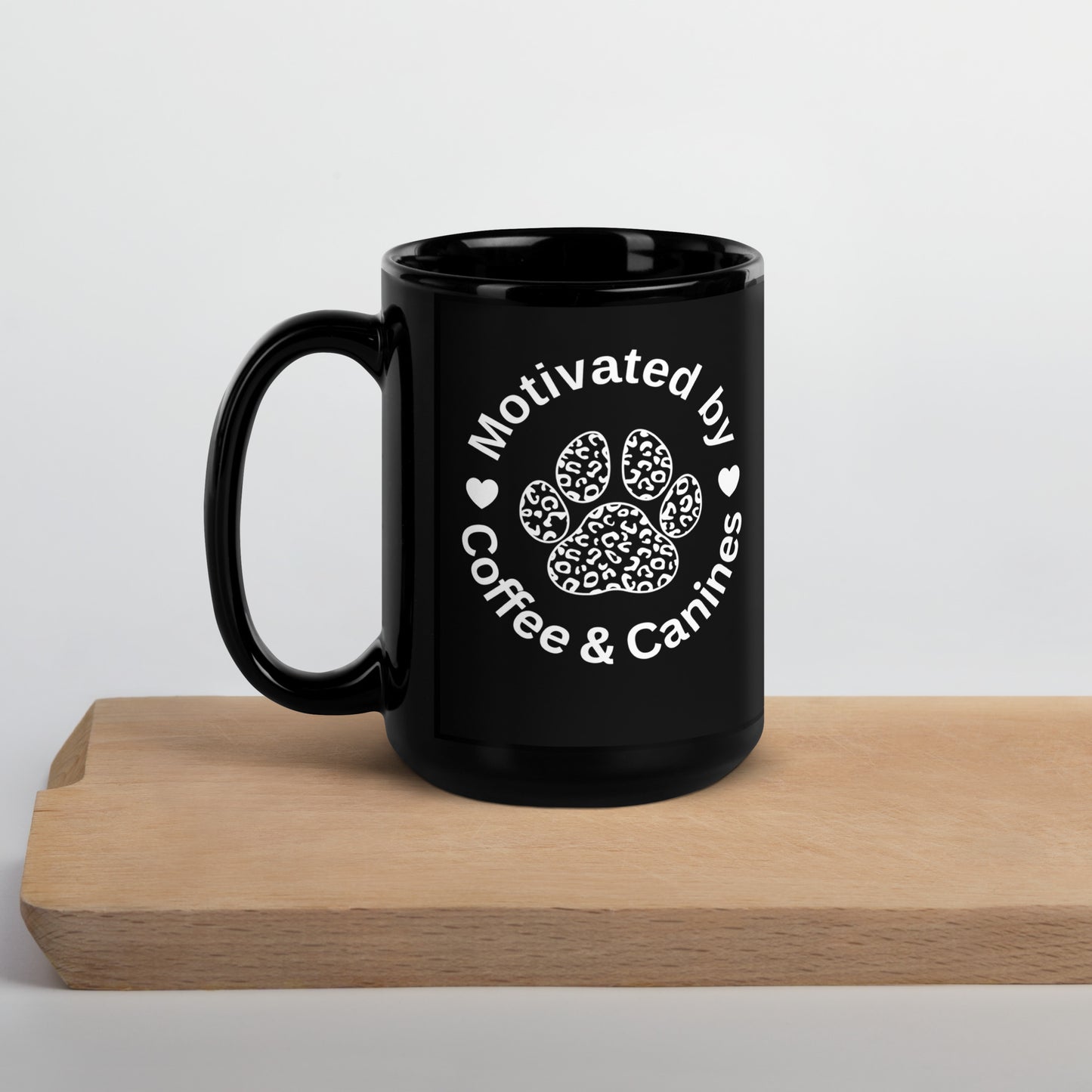 Motivated by Coffee & Canines Black Glossy Mug