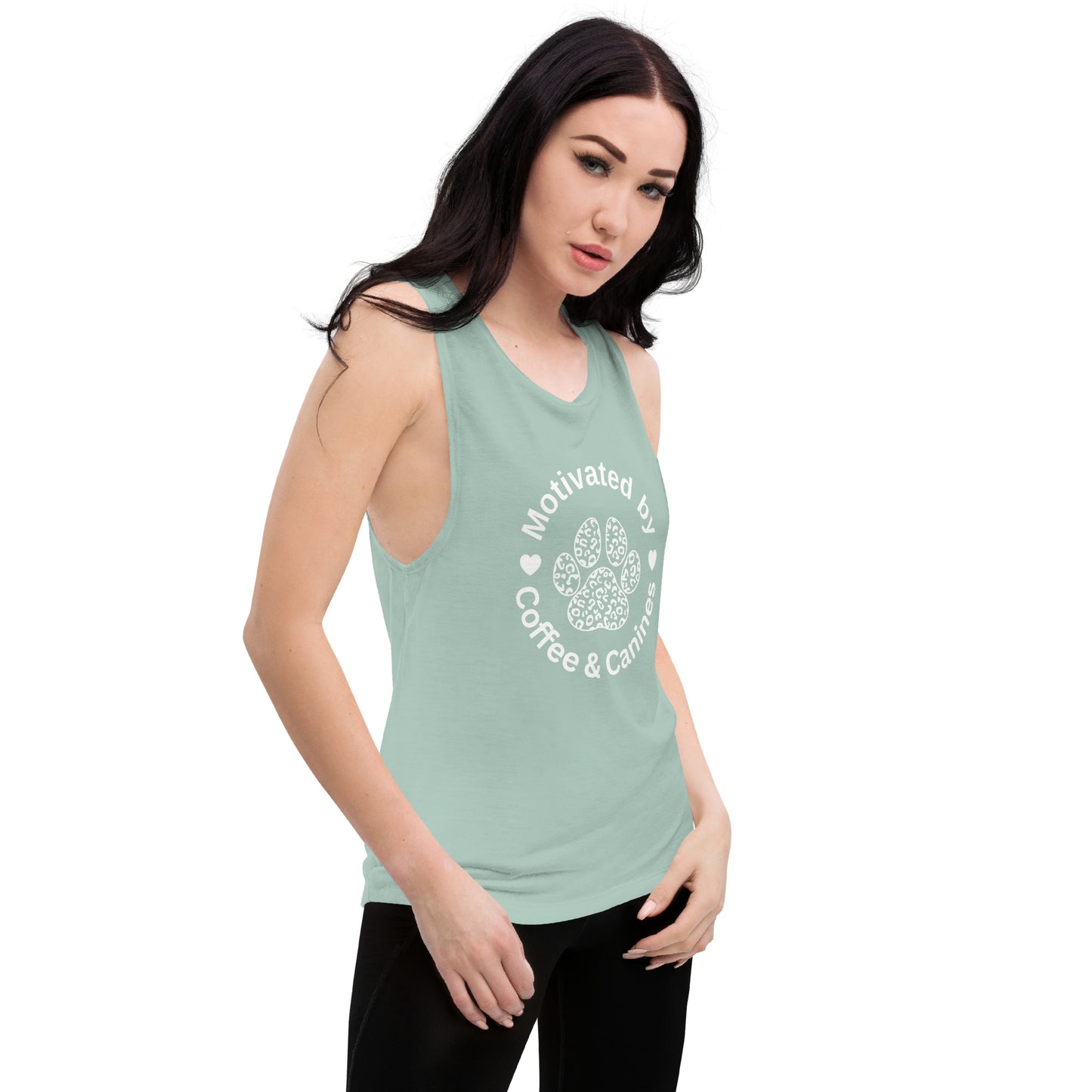 Motivated by Coffee & Canines Ladies’ Muscle Tank