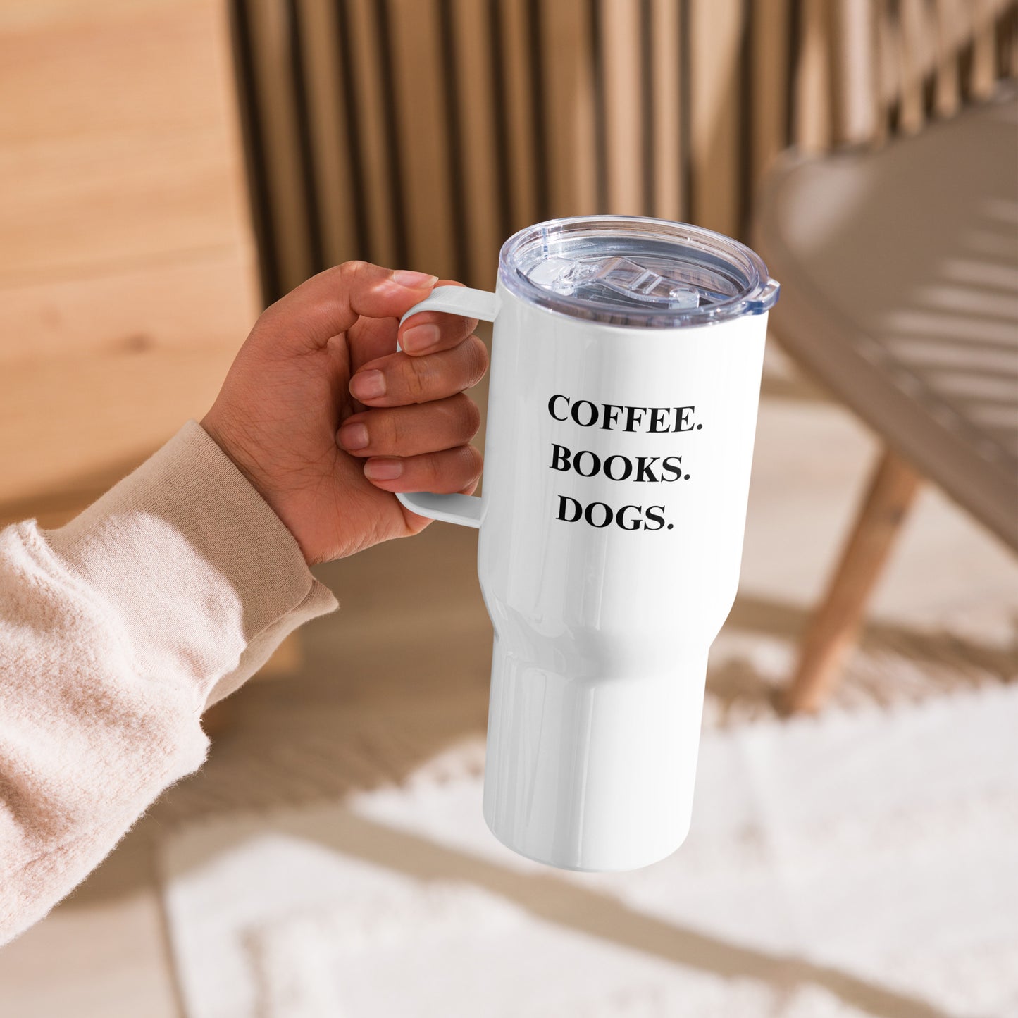 Coffee. Books. Dogs. Travel Mug with Handle