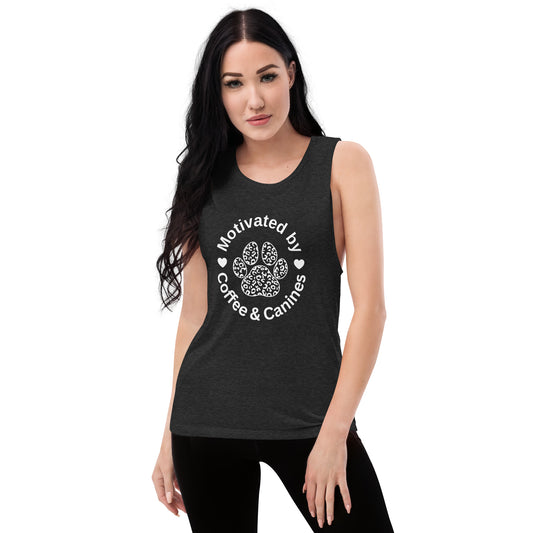 Motivated by Coffee & Canines Ladies’ Muscle Tank