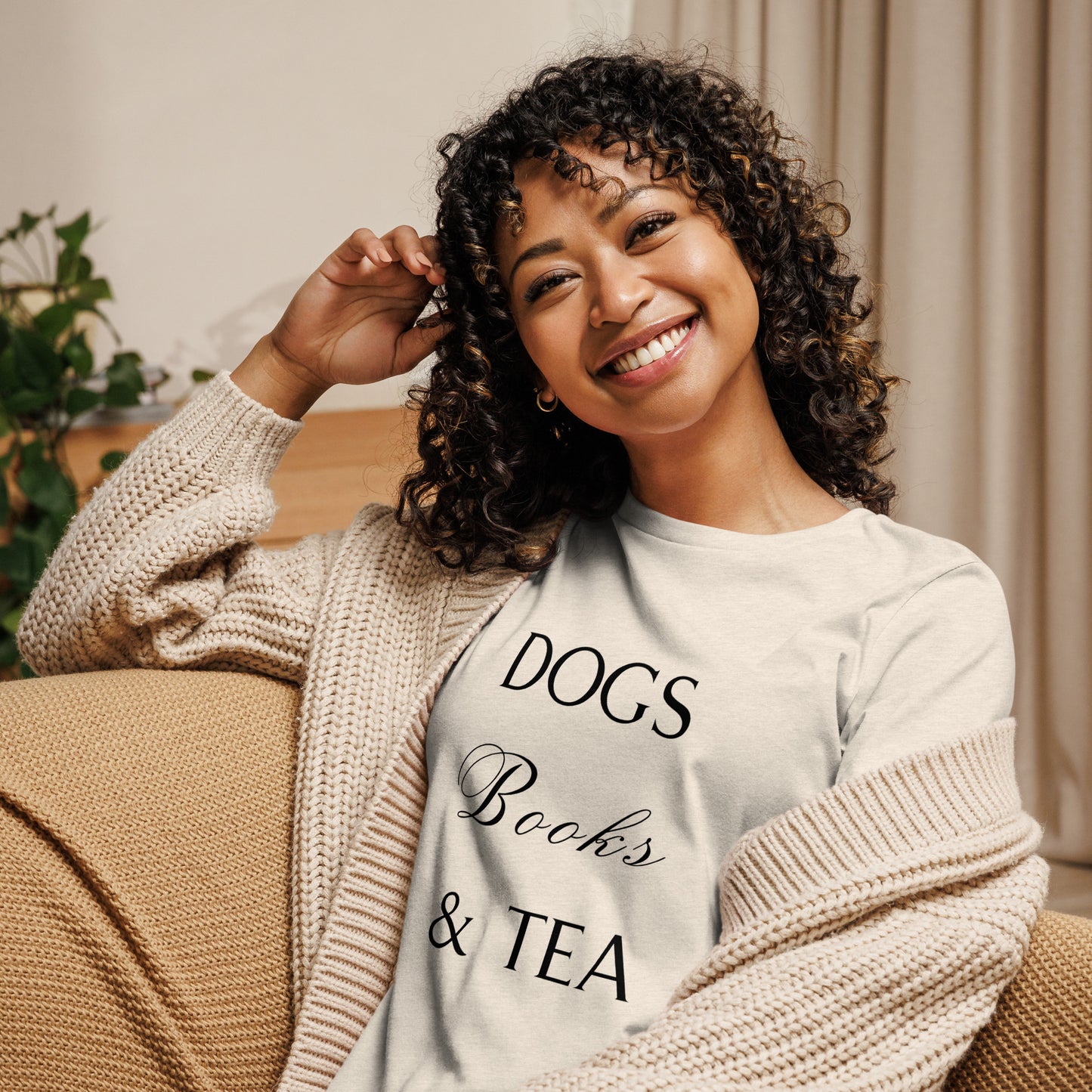 Dogs Books & Tea Women's Relaxed T-Shirt