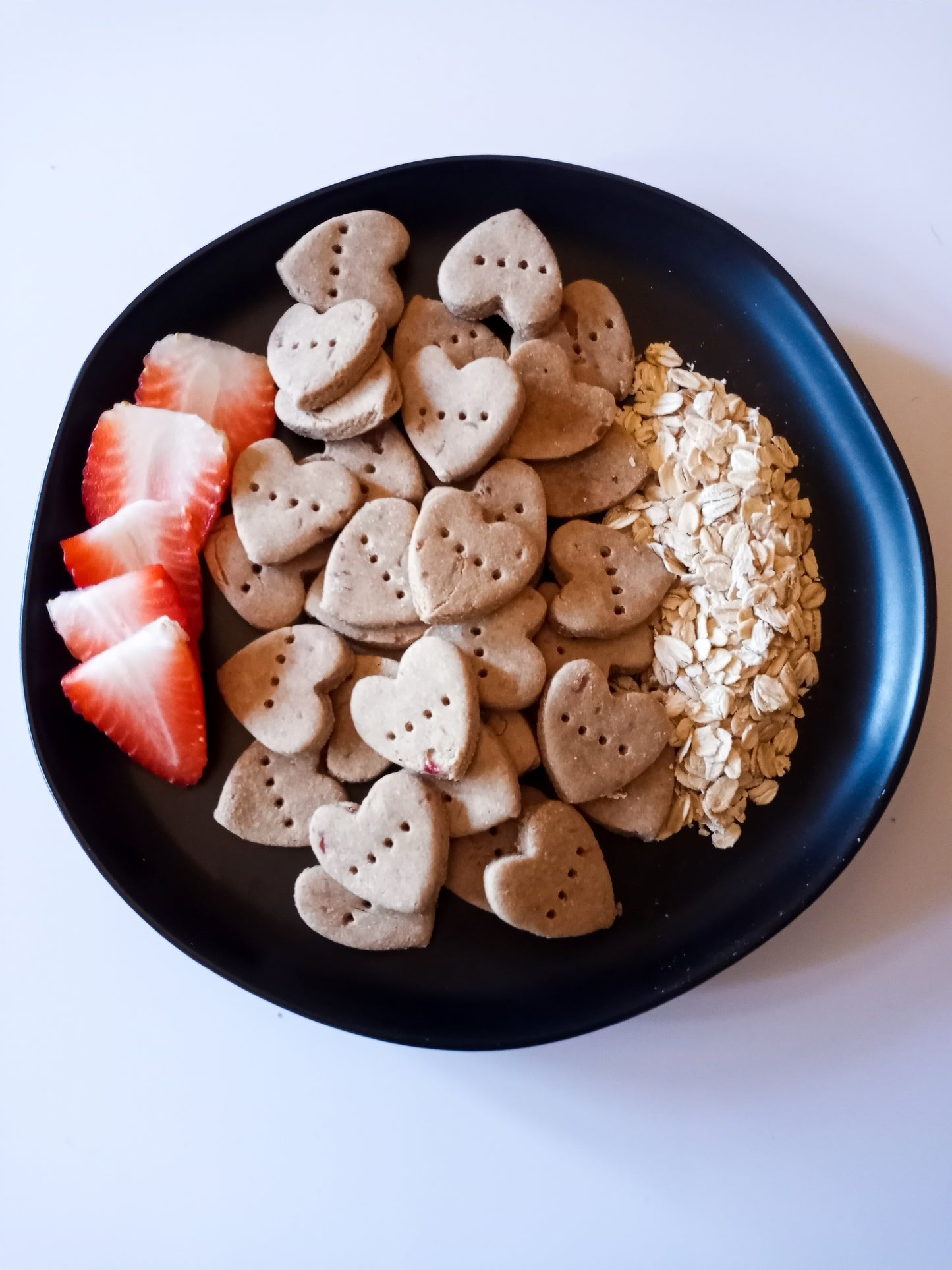 Strawberry & Oat Heart Shaped Biscuits made with gluten free oat flour, strawberries and banana.