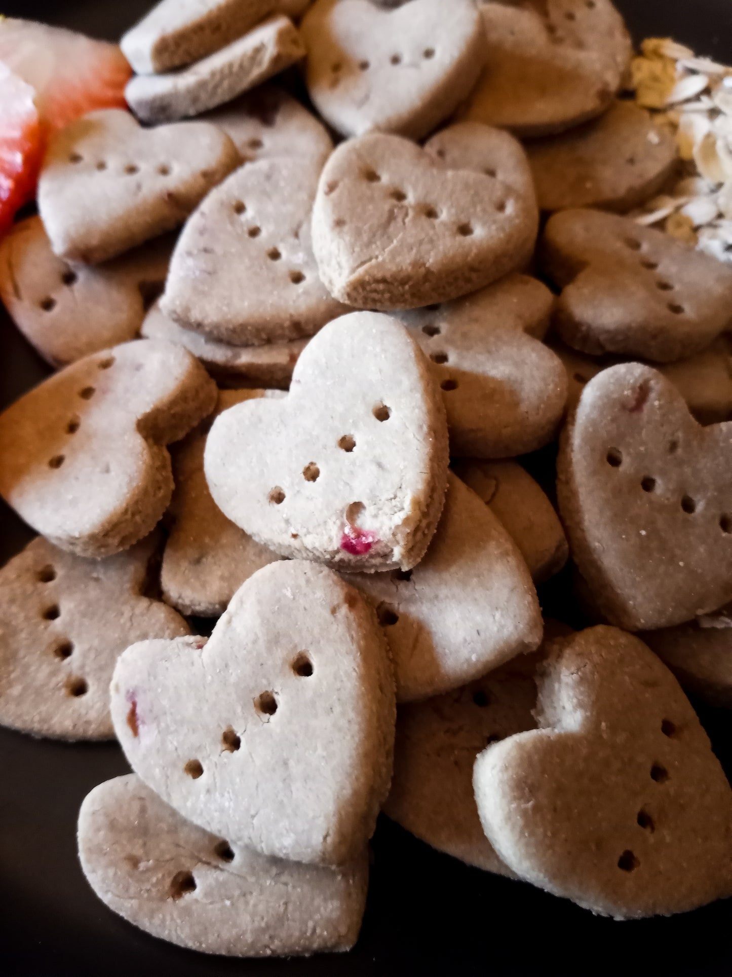 Strawberry & Oat Heart Shaped Biscuits made with gluten free oat flour, strawberries and banana.